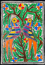 Buy Love Birds, Madhubani Painting by Ambika Devi