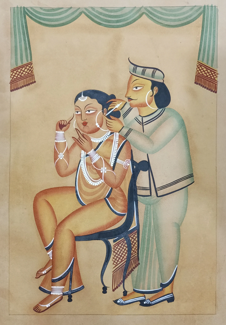 Lovers handpainted in Kalighat style by Hasir Chitrakar Thumbnail