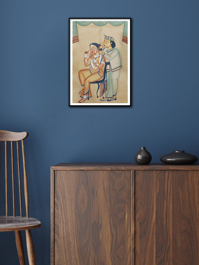 Lovers handpainted in Kalighat style by Hasir Chitrakar