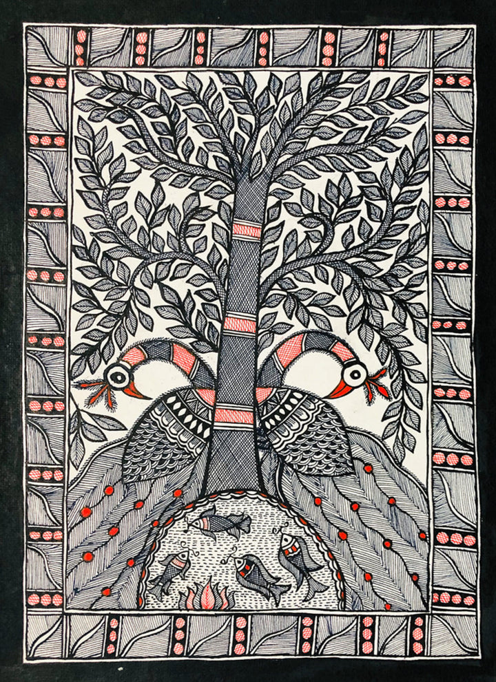 Lush abudance - Vitality of Life Madhubani Art by Ambika Devi Thumbnail