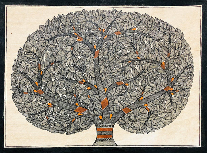 Lush flora - Grove of Madhubani Art, Madhubani Painting by Ambika Devi Thumbnail