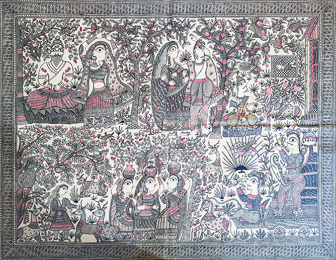 Abhigyan-Sakuntalam: Love Story of King Dushyant & Shakuntala: Madhubani by Ambika Devi Thumbnail