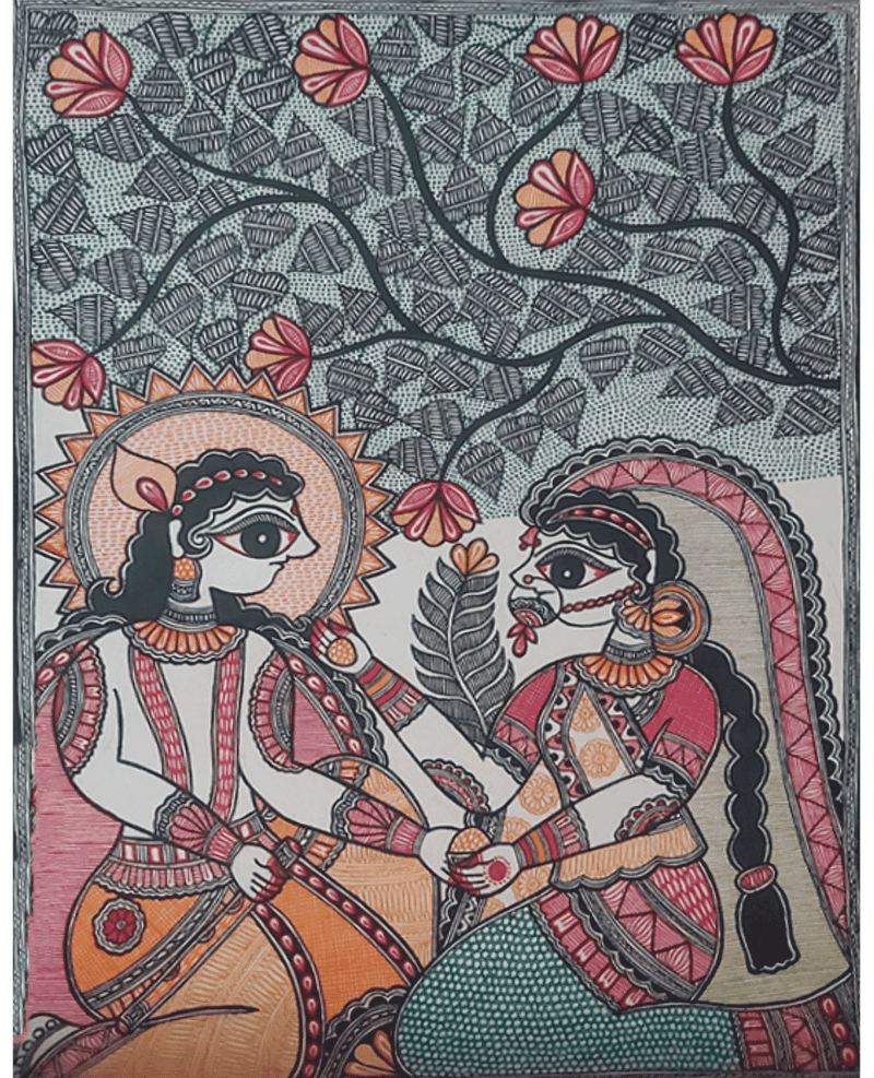 Buy Krishna and Radha in Madhubani by Priti Karn