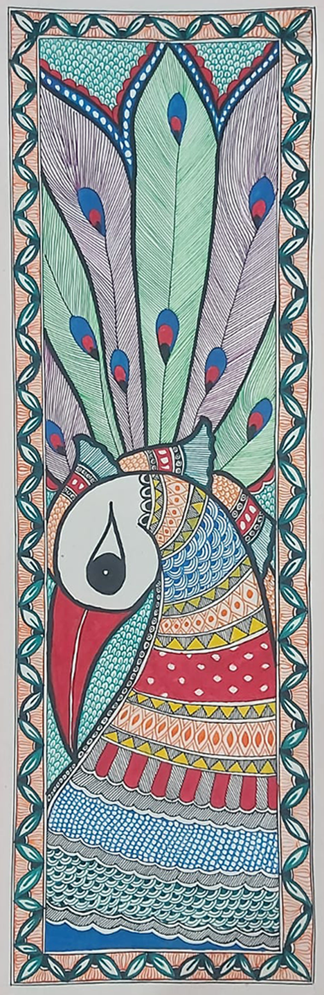 Buy A Vibrant Peacock in Madhubani by Priti Karn