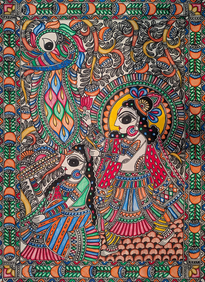 The Eternal Couple in Madhubani by Ambika Devi Thumbnail