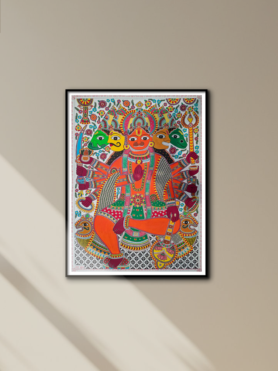Panchmukhi Hanuman Ji in Madhubani by Ambika Devi for sale