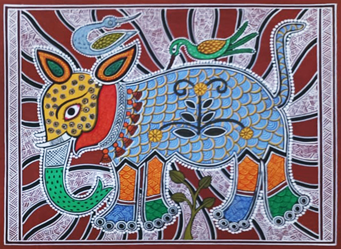 Regal Elephant Mandana Art by Vidya Soni