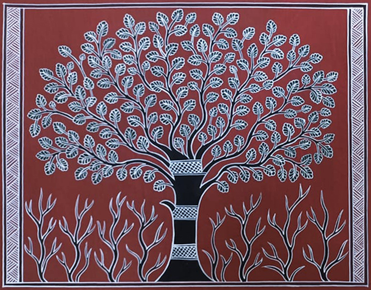 Nature's Tapestry Mandana Art by Vidya Soni