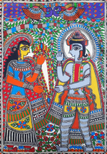 Buy Radha Krishna in Madhubani Painting 