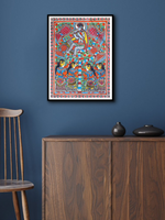 Krishna Playing the Flute in Madhubani for sale