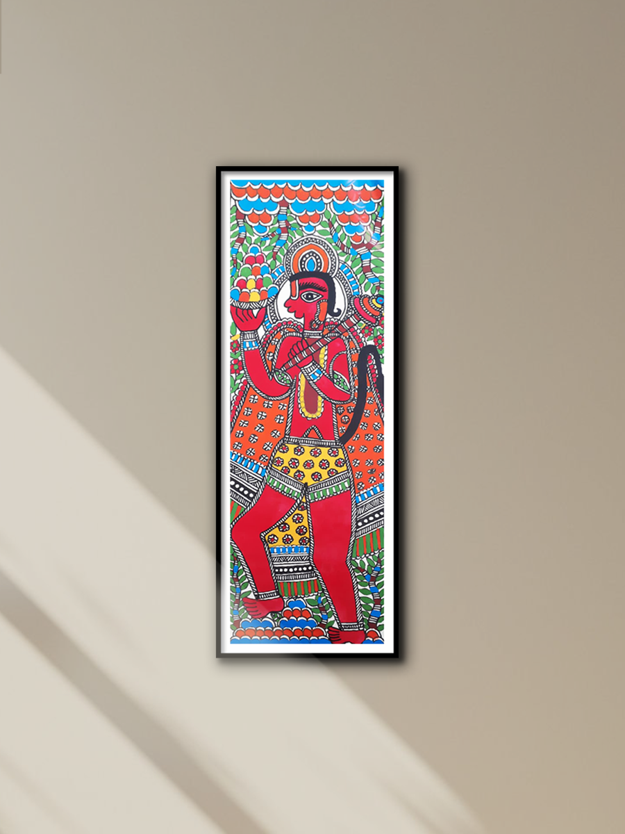 Buy Lord Hanuman Carrying Dronagri in Vibhuti Nath's Madhubani Painting