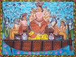 Buy Mahalaya handpainted in Kalighat style by Manoranjan Chitrakar