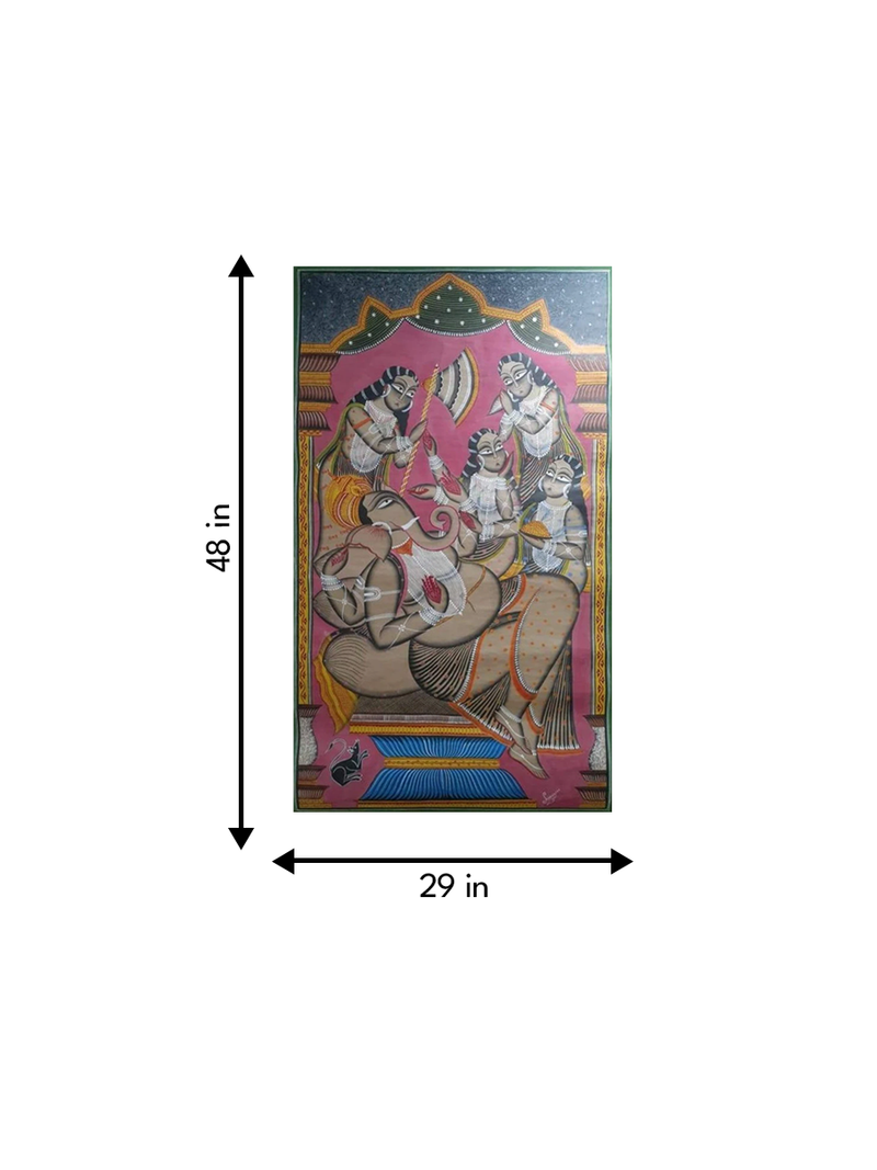 Ganesha, handpainted in Kalighat style by Manoranjan Chitrakar