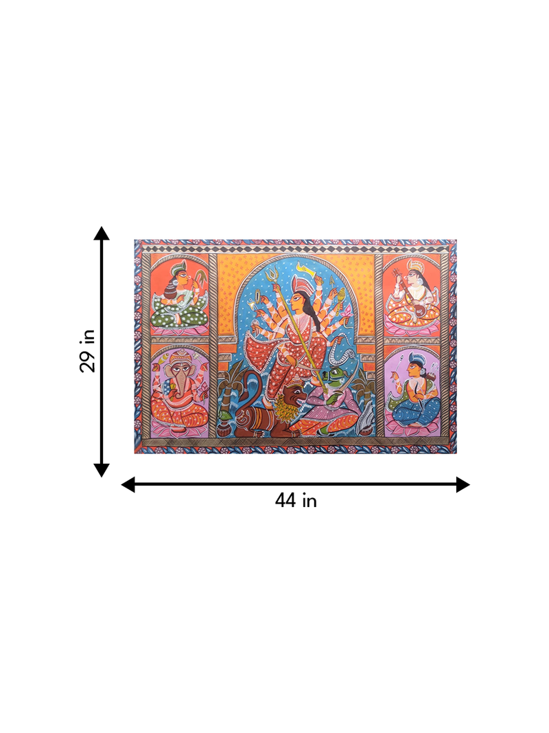 Glory of Goddess Durga:Bengal Pattachitra painting by Manoranjan Chitrakar