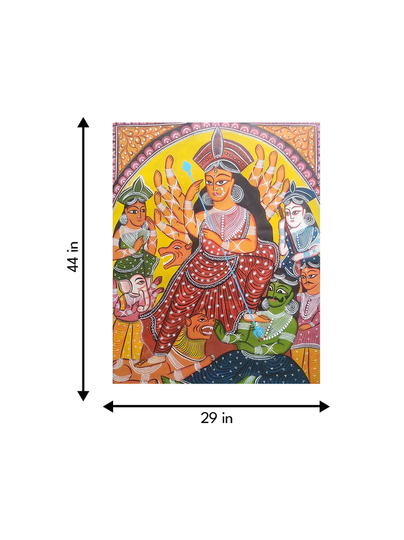 Divine Tales of Goddess Durga:Bengal Pattachitra painting by Manoranjan Chitrakar