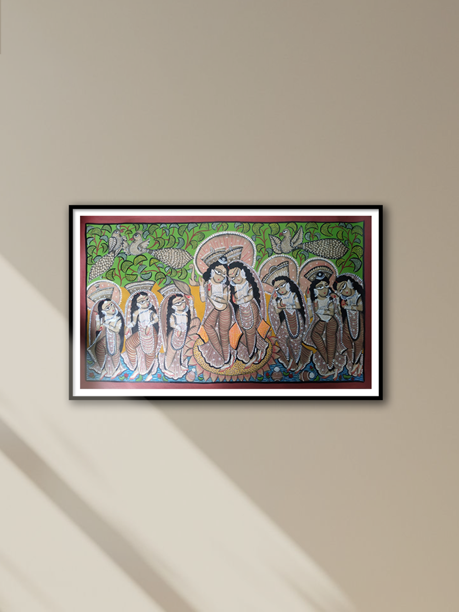 Shop Radha and Krishna:Kalighat painting by Manoranjan Chitrakar