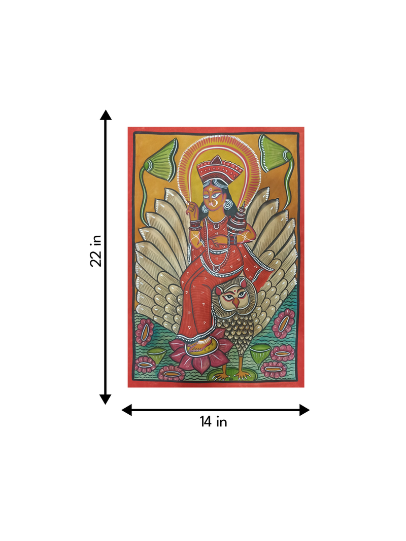 Lakshmi with Uluka handpainted in Kalighat style for sale