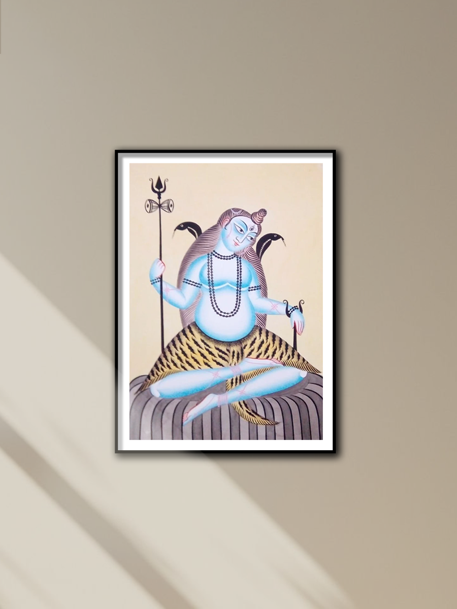 Shop Mystical Blessings of Lord Shiva:Kalighat painting by Manoranjan Chitrakar