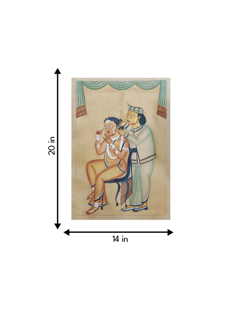 Lovers handpainted in Kalighat style for sale