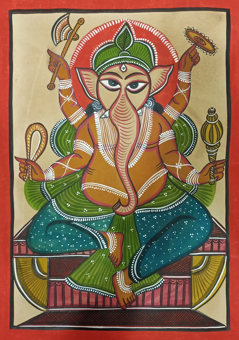 Buy Ganesha handpainted in Kalighat style by Manoranjan Chitrakar