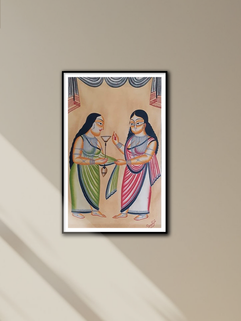 Shop Delightful Friendship:Kalighat painting by Manoranjan Chitrakar