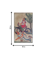 Whimsical Cycling:Kalighat painting for sale