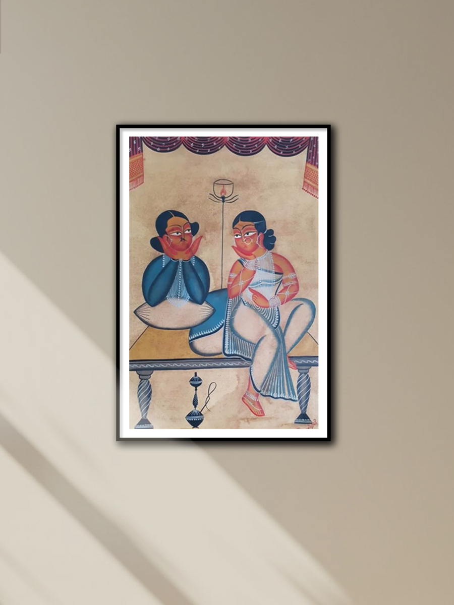 Shop Moments of Husband and Wife:Kalighat painting by Manoranjan Chitrakar