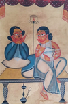 Buy Moments of Husband and Wife:Kalighat painting by Manoranjan Chitrakar