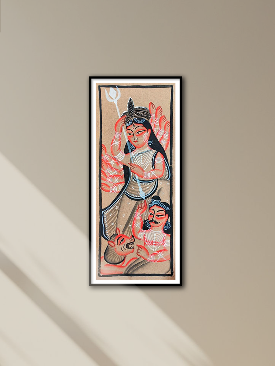 Shop Goddess Durga’s Battle:Bengal Pattachitra painting by Manoranjan Chitrakar