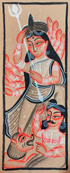 Buy Goddess Durga’s Battle:Bengal Pattachitra painting by Manoranjan Chitrakar