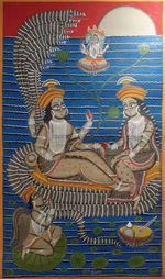 buy Opulence of Narayana and Lakshmi :Bengal Pattachitra painting