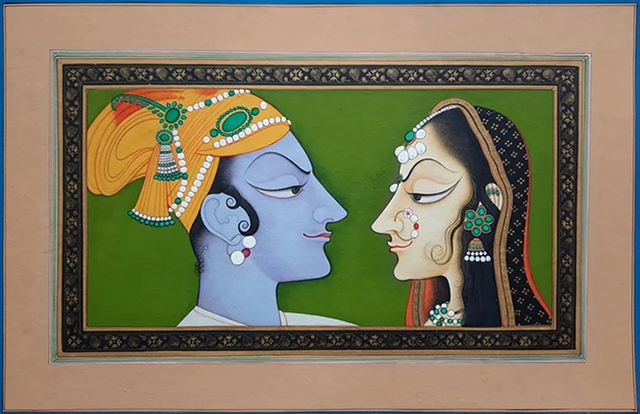 The Tale of Bani and Raja in Miniature Painting by Mohan Prajapati Thumbnail