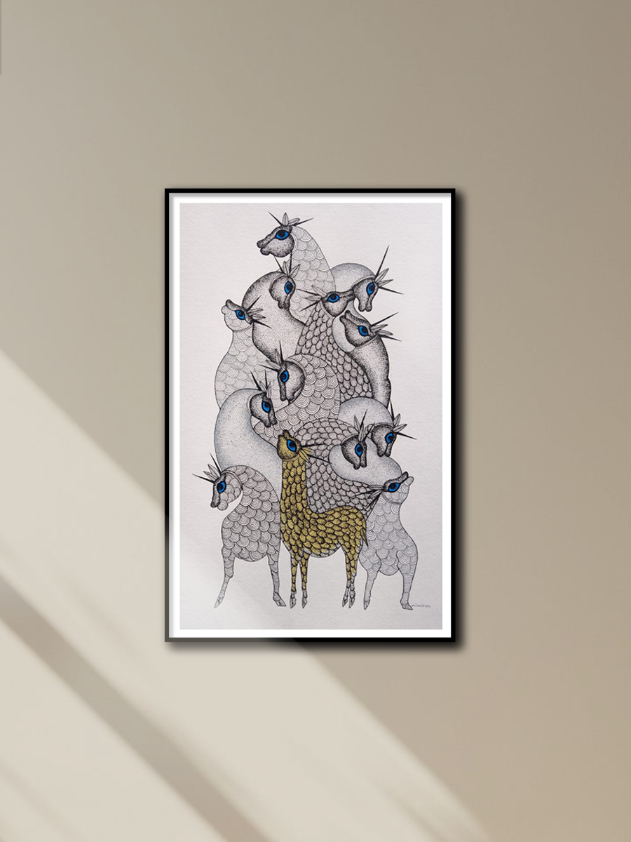 Shop Deer in Gond art by Manoj Tekam
