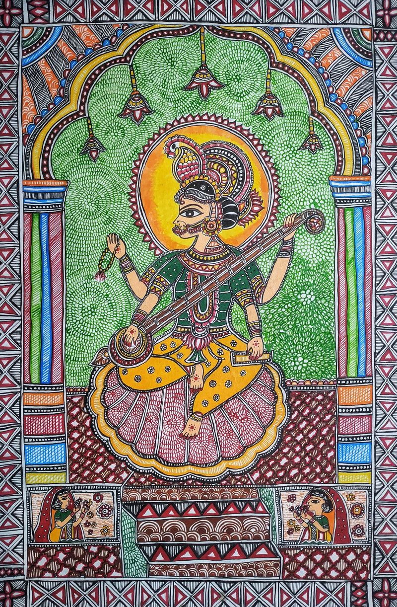 Buy Goddess Saraswati in Madhubani By Ambika Devi