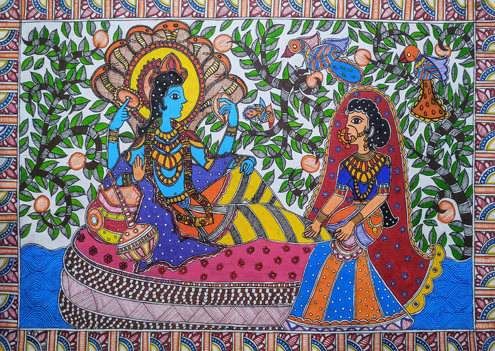 Laksmi-Narayana in Madhubani By Ambika Devi Thumbnail