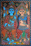 Shop Radha and Krishna's Dance in Madhubani by Ambika Devi