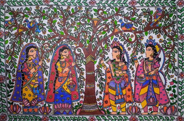 Ram Sita Milan in Madhubani by Ambika Devi Thumbnail