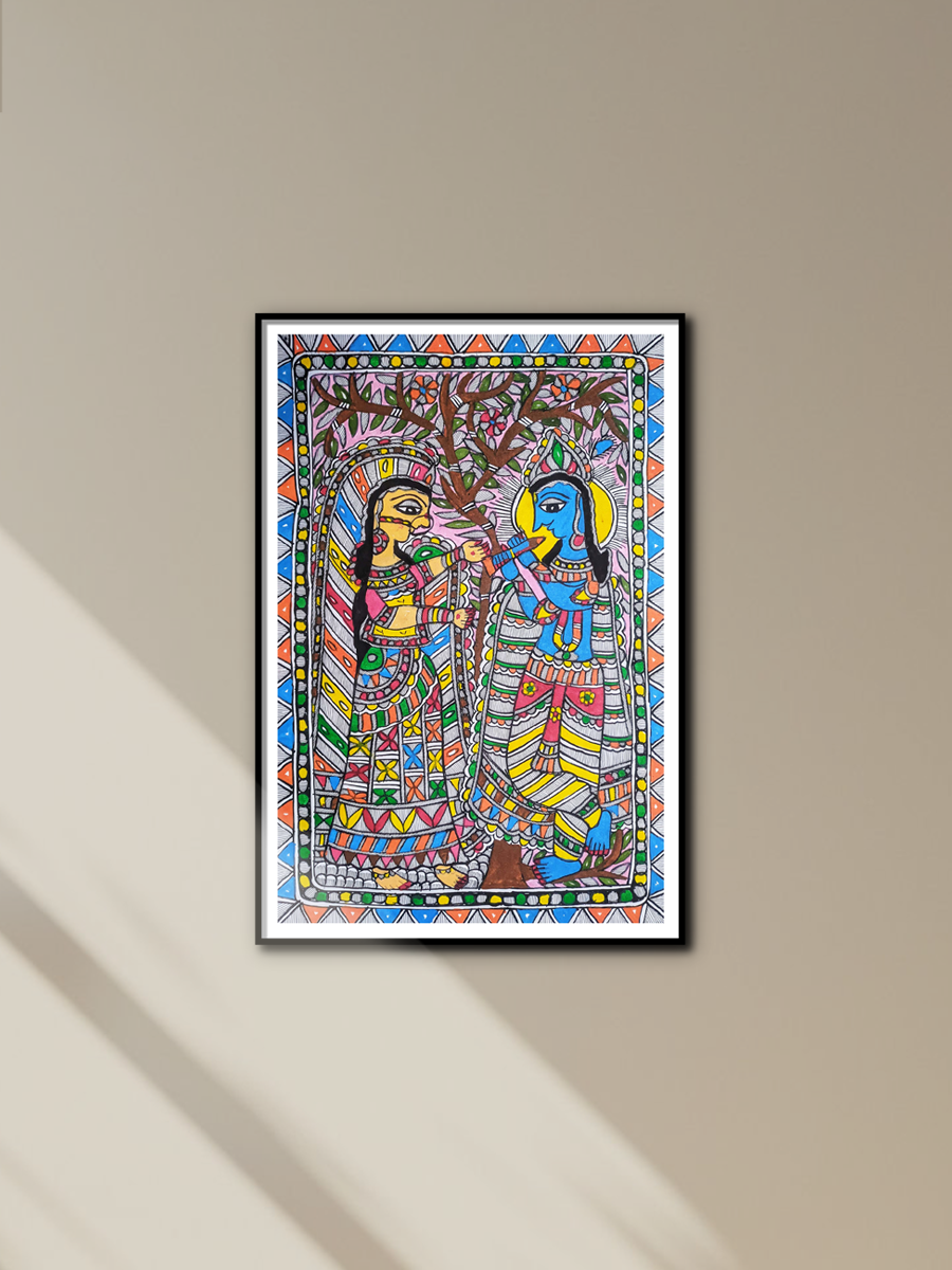 Shop Radha Krishna in the Forest: Madhbani by Ambika Devi