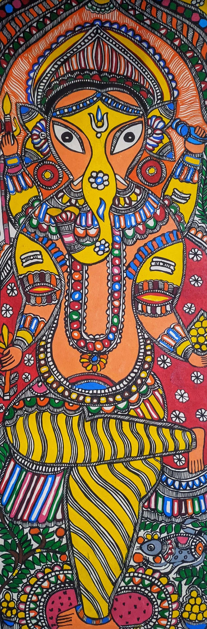 Lord of Ganas - Ganesha Madhubani by Ambika Devi Thumbnail