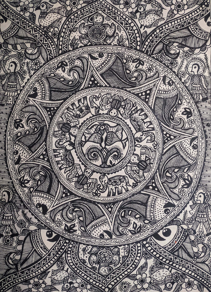 Monochromatic Madhubani painting by Ambika Devi Thumbnail