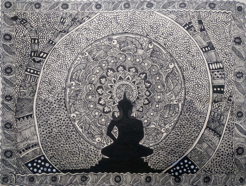 buy Buddha's Enlightenment a Serene Madhubani Art by Ambika Devi