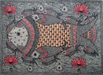 Buy Fish Art with Lotus Blooms: Madhubani by Ambika Devi