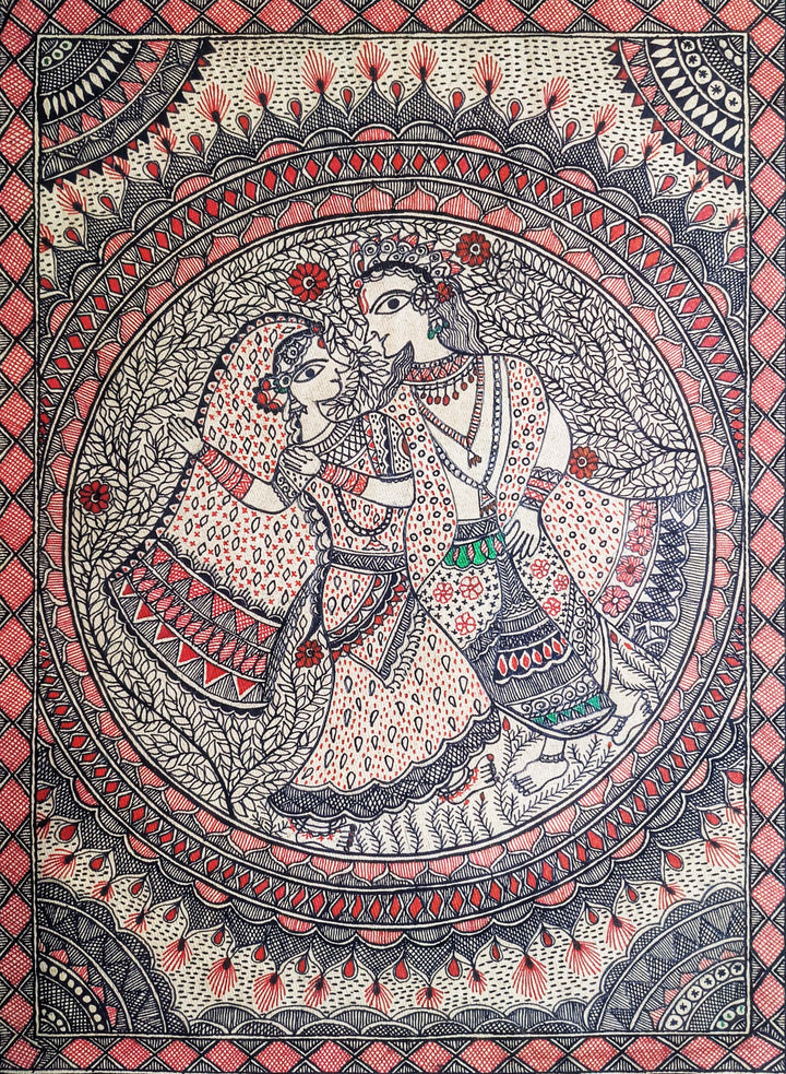 Radha Krishna: Madhubani by Ambika Devi Thumbnail