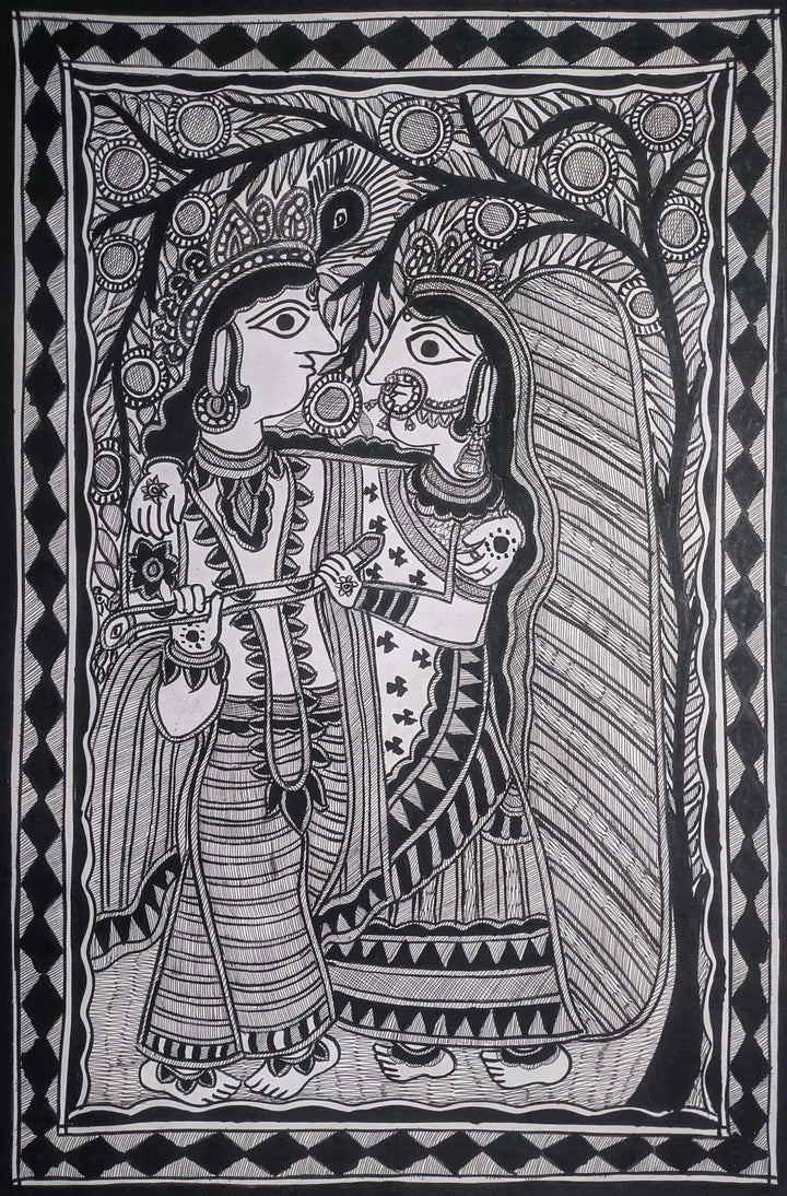 The Eternal Lovers: Madhubani by Ambika Devi Thumbnail