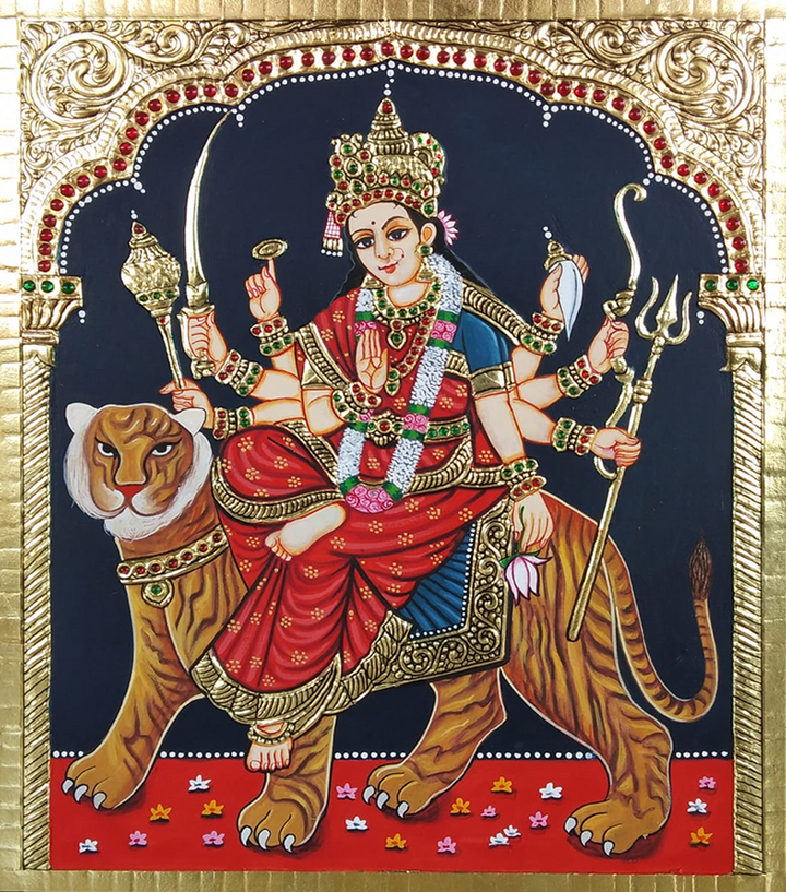 Maa Durga Tanjore Painting by Sanjay Tandekar Thumbnail