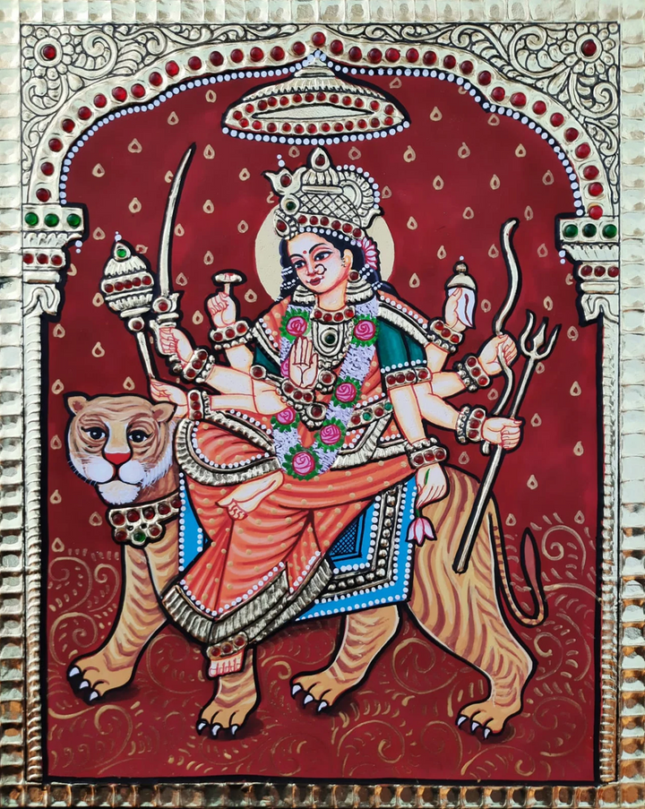 Maa Durga Tanjore Painting by Sanjay Tandekar Thumbnail