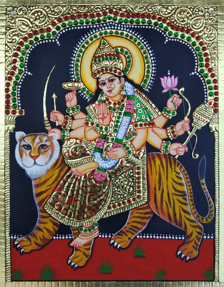 Maa Durga Tanjore Painting by Sanjay Tandekar Thumbnail