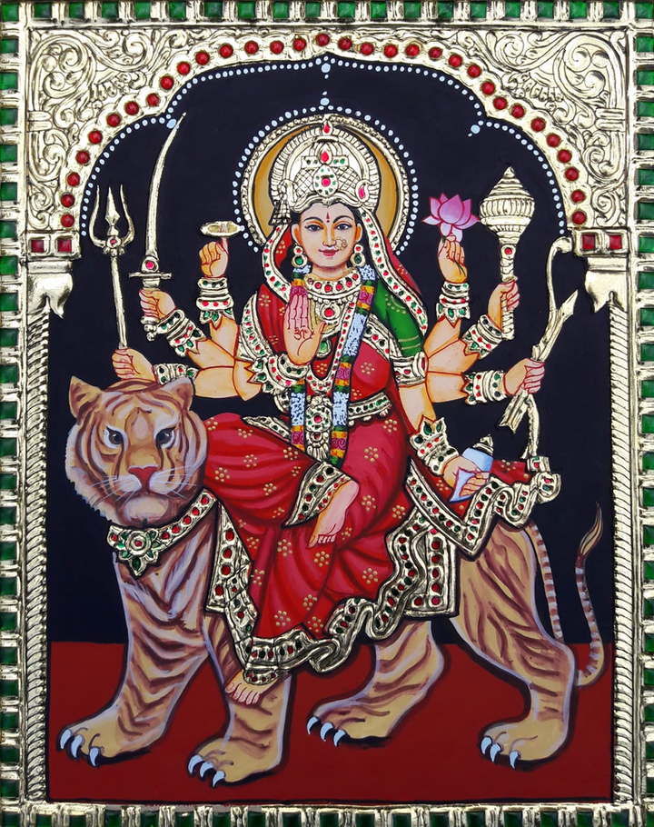 Maa Durga Tanjore Painting by Sanjay Tandekar Thumbnail