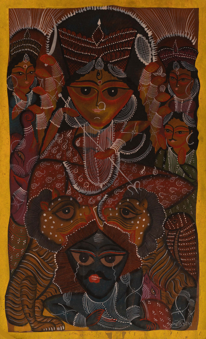 Maa Durga in Bengal Pattachitra by Swarna Chitrakar Thumbnail
