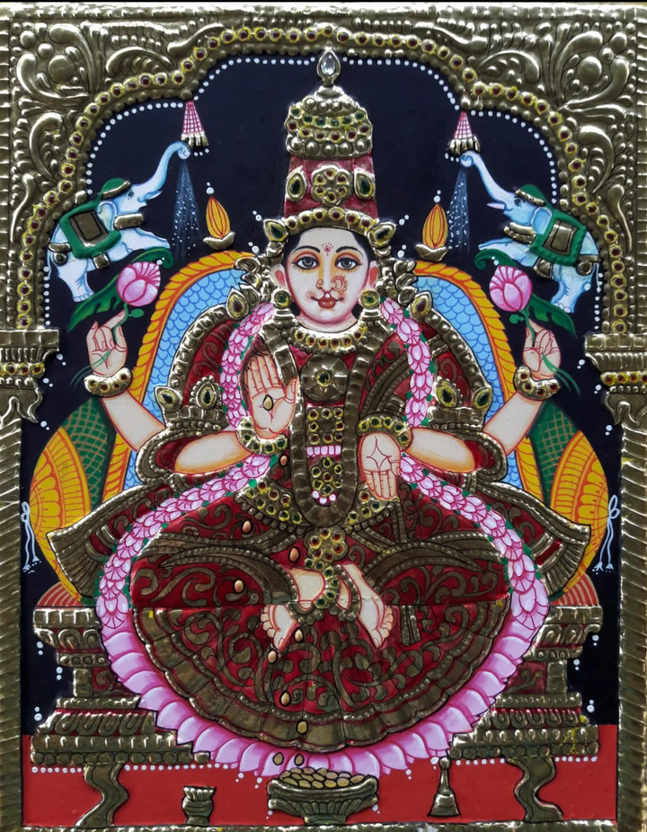 Maa Lakshmi Tanjore Painting by Sanjay Tandekar Thumbnail